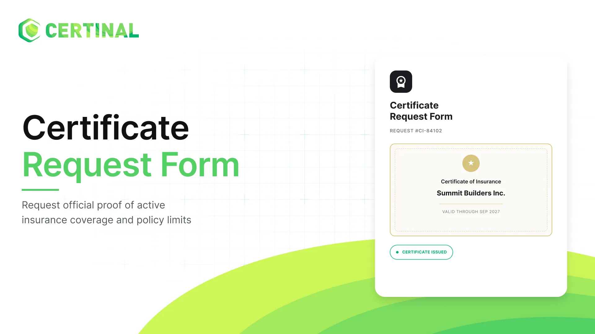 Certificate of Insurance Request Form