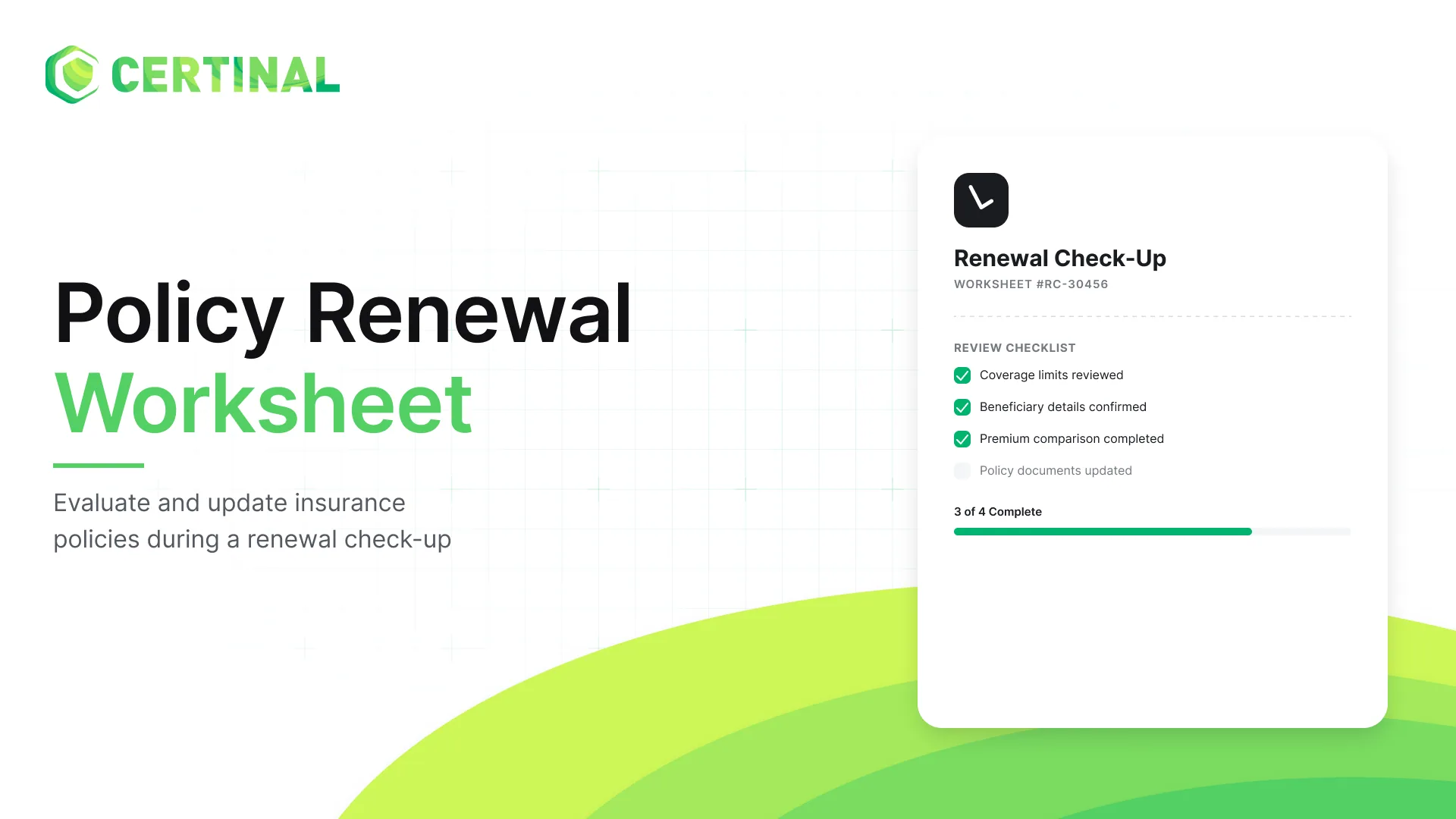 Renewal And Check Up Worksheet